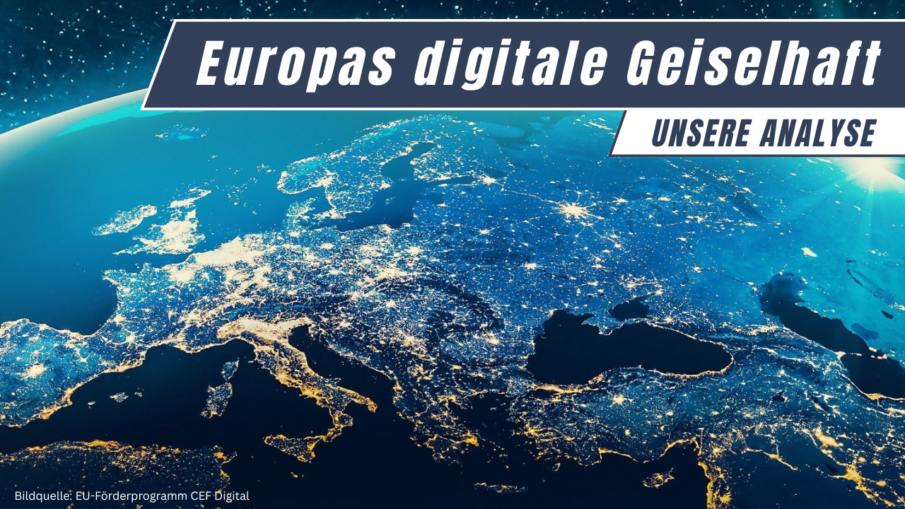 Europas digitale Geiselhaft &ndash; Satellitenbild Europas bei Nacht mit Lichternetz der St&auml;dte